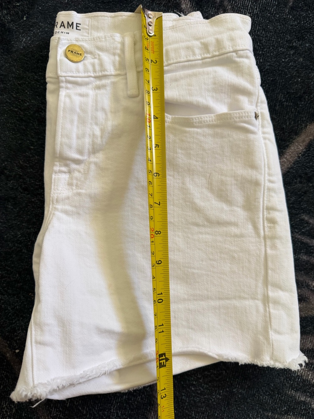 Frame Denim White High-Rise Frayed Hem Jean Shorts - Picture 7 of 10